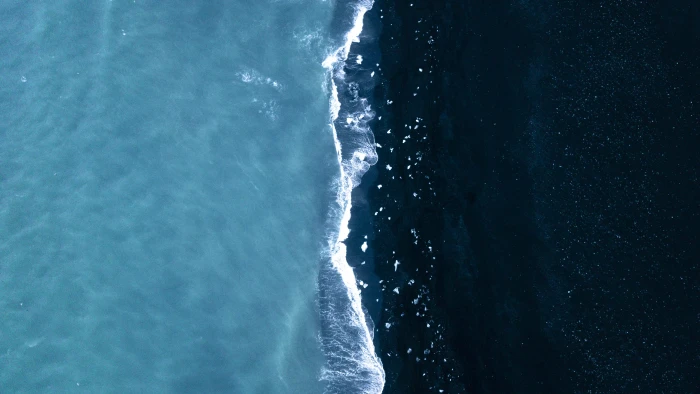 aerial view of body water ocean beach wave 2k 4k