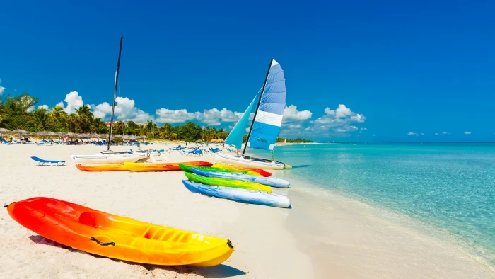 boats in white sand beach Ocean wallpaper travel 2k 4k 5k