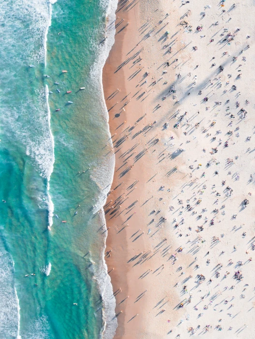 Bondi Boxing Day aerial photography of people gathered at beach 2k