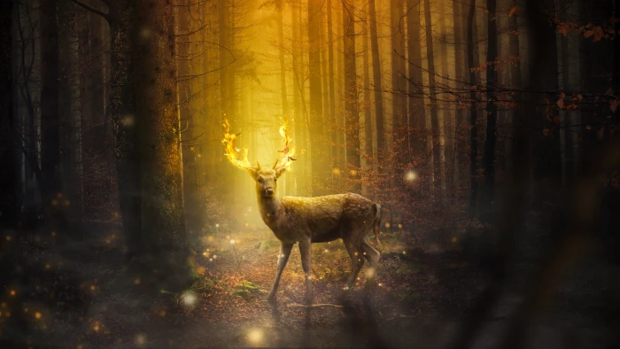 Fantasy deer HD gold 2k 4k