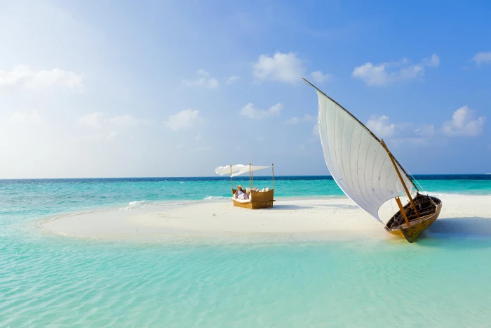 maldives beach tropical sea sand island boat summer 2k 4k 5k