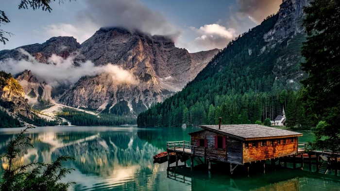 natural park fanes tyrol dolomites italy pragser wildsee 2k 4k