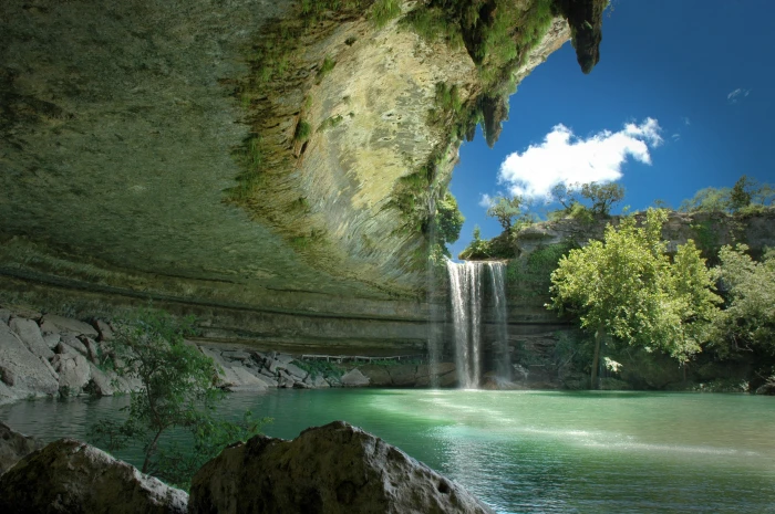nature landscape waterfall Austin Texas hamilton pool 2k