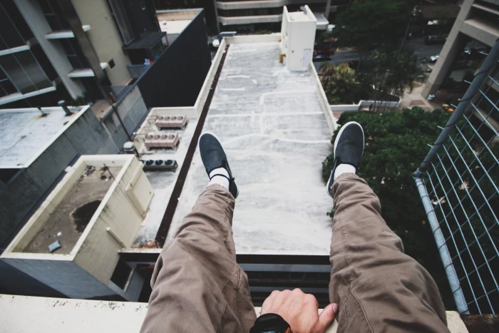 pair of black slip on cityscape beach urbex alleyway POV 2k 4k 5k