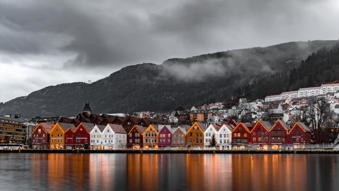 panorama city view water nature outdoors norway bryggen 2k 4k 5k