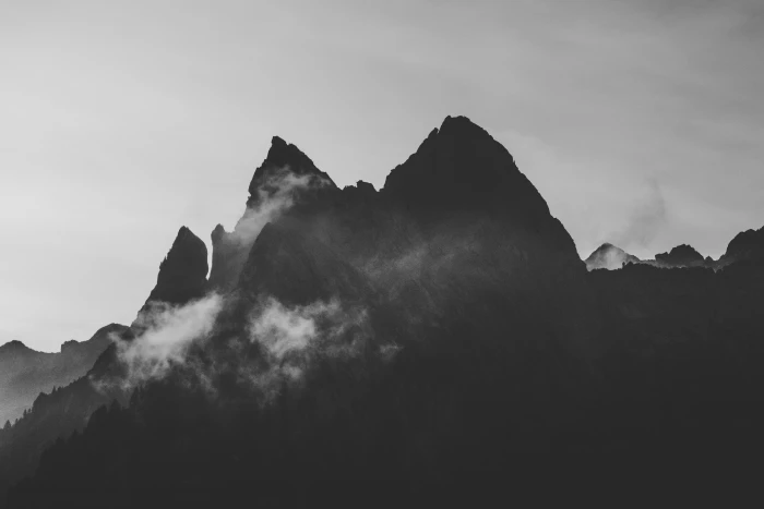 silhouette of pointed mountain black and white wallpaper 2k 4k 5k