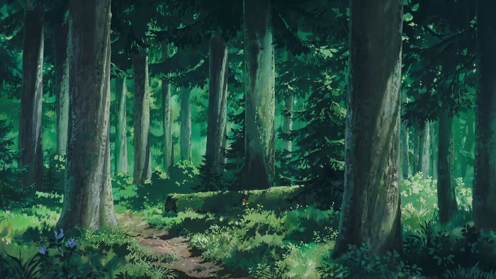 Studio Ghibli forest clearing landscape oak nature 2k 4k