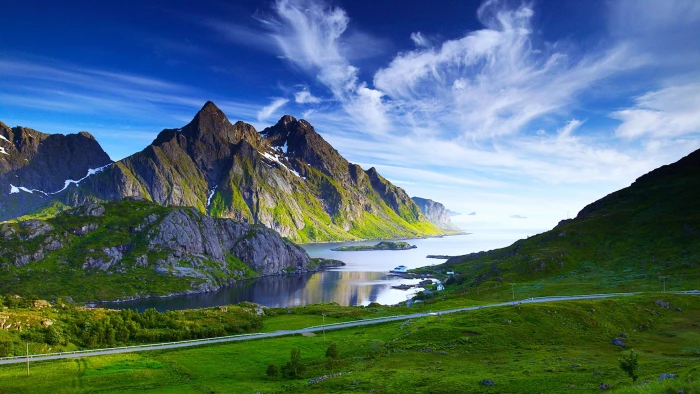 vestvagoy europe lofoten islands leknes cloud grass nordland 2k 4k
