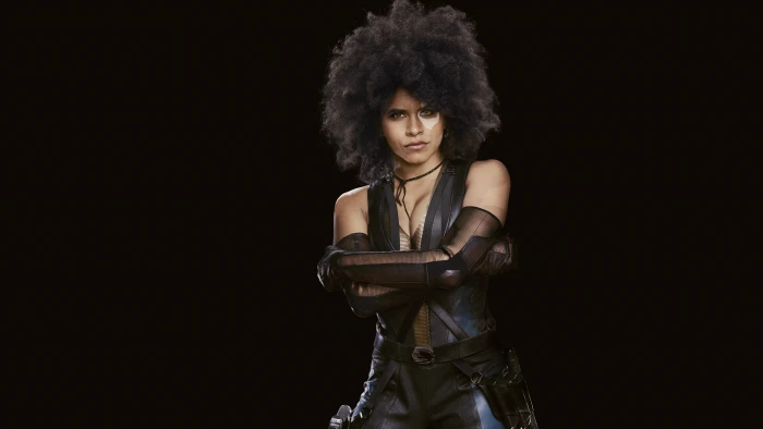 Zazie Beetz as Domino black background one person studio shot 2k 4k 5k 8k