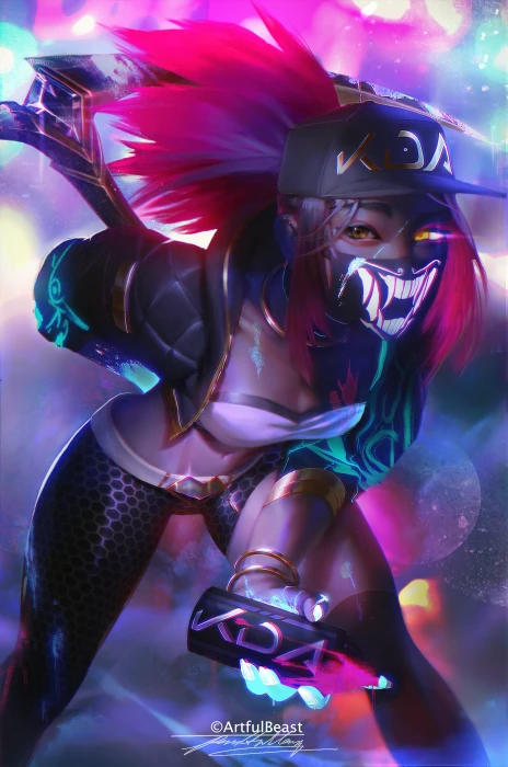 Akali League of Legends video game girls fan art 2k