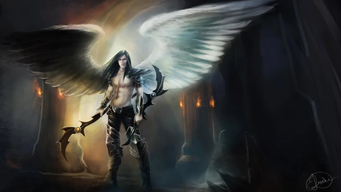angel warrior fantasy wings artist digital art hd 2k 4k 5k 8k