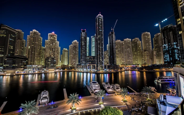 Dubai Marina Night Light City Landscape United Arab Emirates Ultra Hd Wallpaper For Desktop Mobile Phones And Laptops 2k 4k