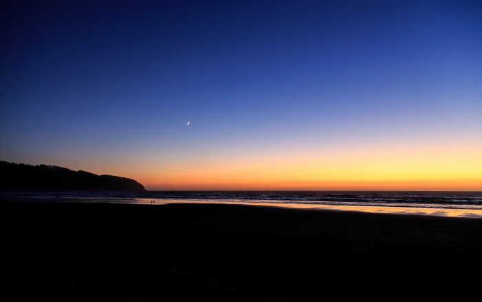 landscape sunset sea beach silhouette horizon 2k 4k 5k