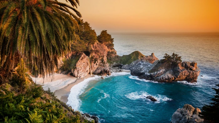 Pacific Ocean big sur california beach mcway falls 2k 4k
