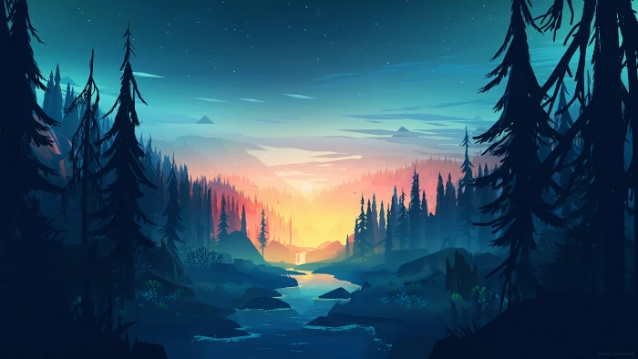 vector forest sunset nature sky atmosphere darkness 1 2k 4k 5k 8k