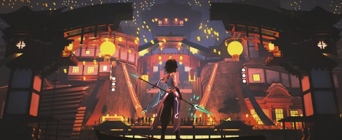 video games game art digital Genshin Impact spear 2k 4k 5k