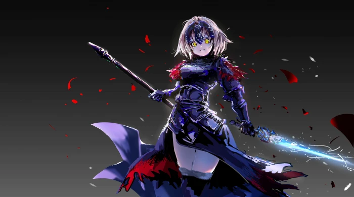 woman holding two sword digital wallpaper Jeanne d Arc Alter 2k 4k 5k 8k