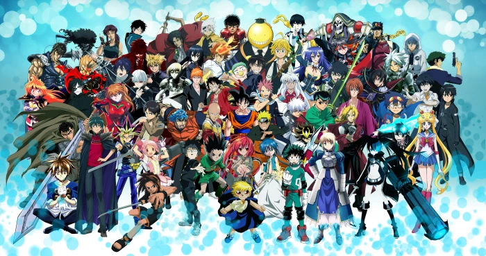 anime wallpaper assorted Anime characters poster Son Goku Monkey D Luffy 2k 4k