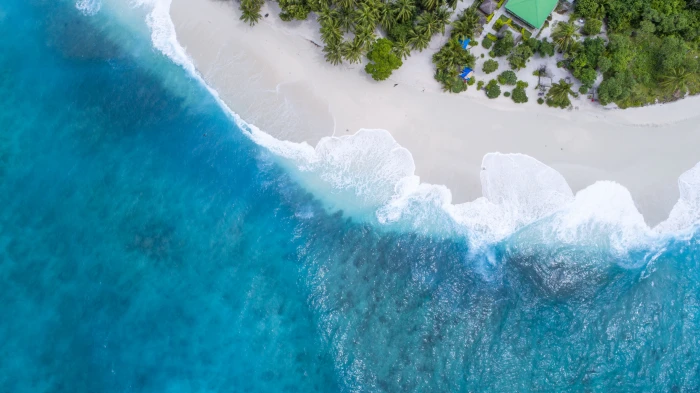 bird s eye view photography beach aerial photo of sea 2k 4k 5k