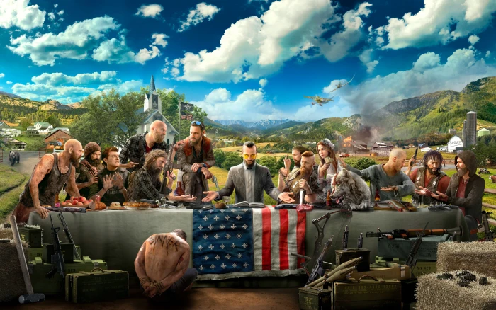 Far Cry 5 crowd group of people real cloud sky 2k 4k