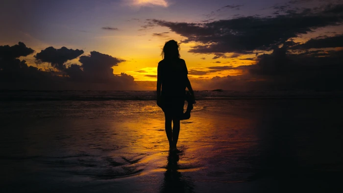 girl Beach silhouette 2k 4k 5k