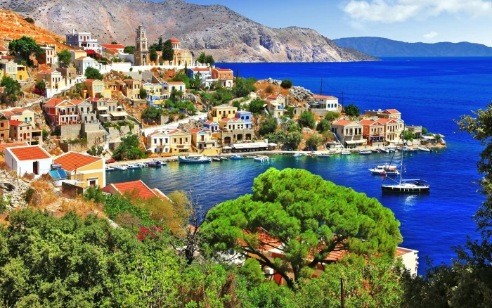Greek Islands Symi Island Group Of Dodecanese Famous For Its Beaches Beautiful Hd Wallpaper Desktop And Mobile 2k 4k