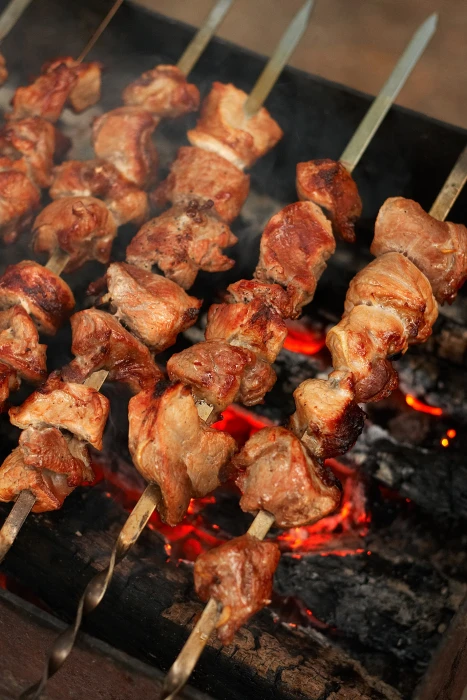 grilled barbecues food picnic shish kebab meat mangal fried 2k