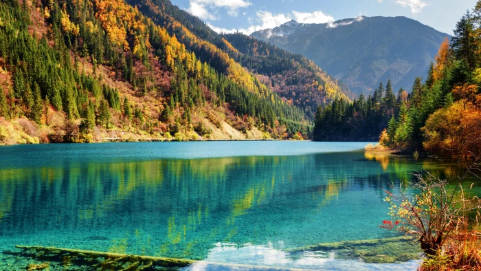 jiuzhaigou nature reserve mountain lake min shan range 2k 4k