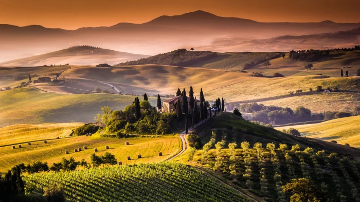 life landscape travel sky tuscany summer tourism tree 2k 4k