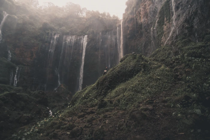 nature outdoors water river cliff tumpak sewu waterfall 2k 4k 5k