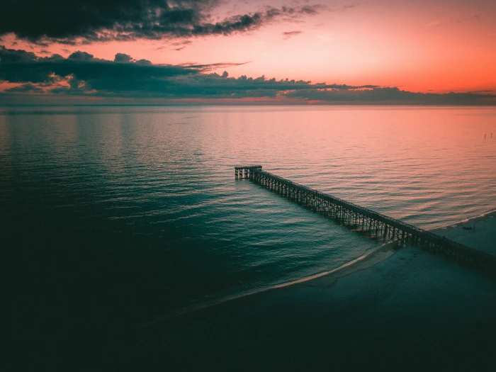 nature water beach sunset pier sea outdoors sky dusk 2k 4k
