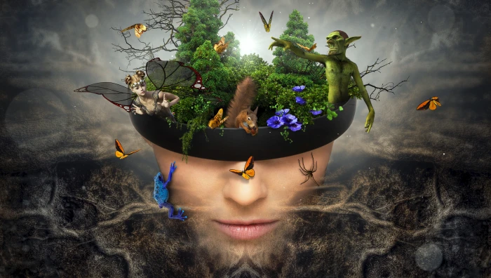 persons face vase with green leaf tree inside wallpaper fantasy 2k 4k 5k