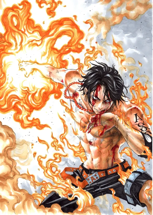 Portgas D Ace illustration anime One Piece boys backgrounds 2k