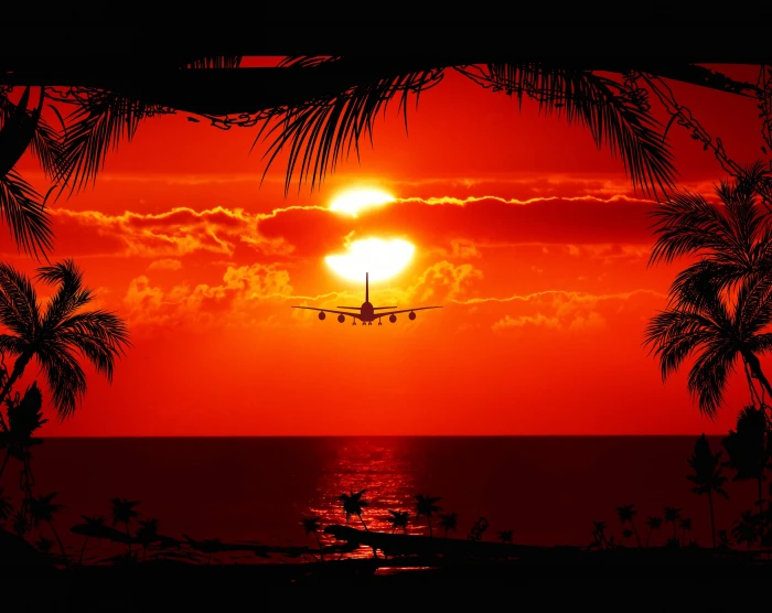 Red Tropical Sunset sunset Seasons Summer Ocean Beach Nature 2k 4k 5k