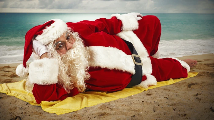 santa claus towel beach sea australia christmas holiday 2k 4k 5k