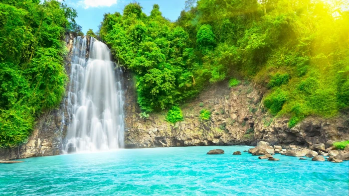 sunlight bao loc cliff rock beautiful dambri waterfall 2k 4k