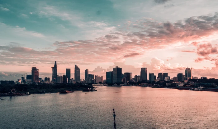 Sunset on my city aerial photography of and body water 2k 4k 5k