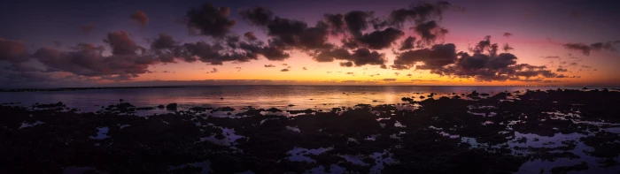 sunset dual monitors display sea sky water cloud 2k 4k 5k 8k