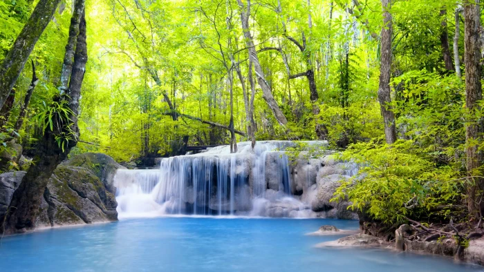 waterfall nature vegetation national park erawan falls 2k 4k