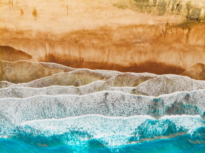 art photography of waves painting drone view aerial beach 2k 4k