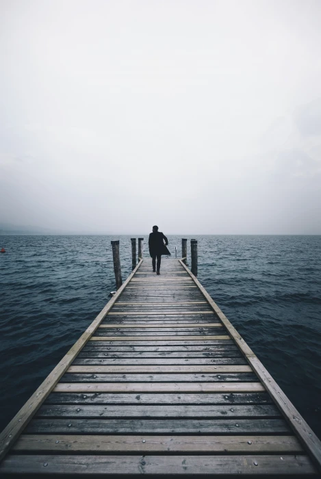 beach sea pier sky vertical horizon mist 2k 4k