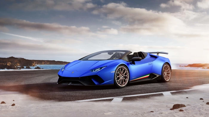 blue car lamborghini huracan performante cabrio luxury 2k 4k 5k 8k