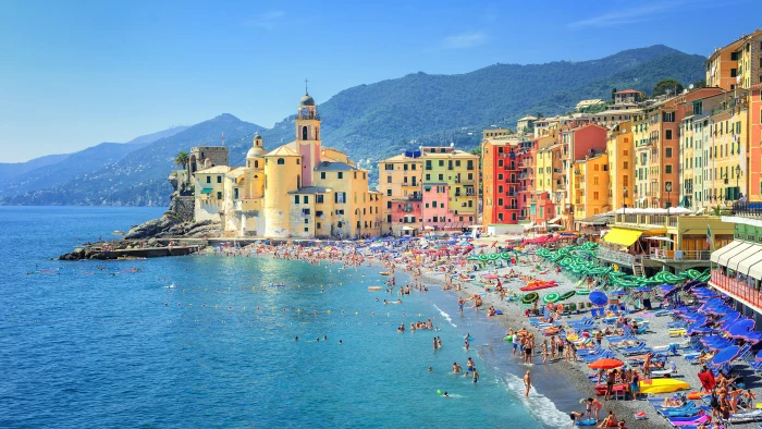 camogli liguria genova italy europe beach colorful portofino 2k 4k