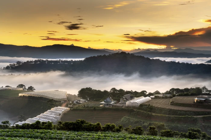 dalat nice clouds town dawn fanciful natural light travel 2k 4k 5k 8k