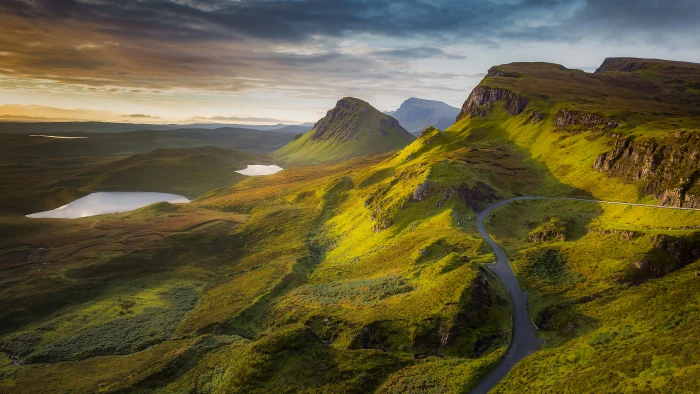 gray roadway between green grass field skye Isle Of Skye 2k 4k 5k