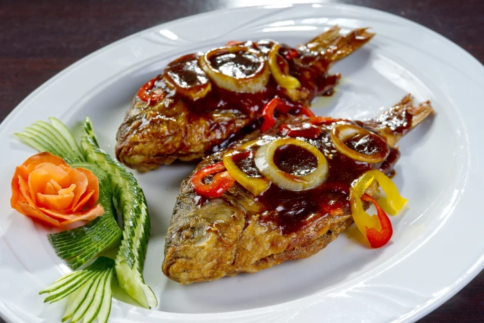 Korean Food Fried Crucian Carp national cuisine restaurant 2k 4k 5k