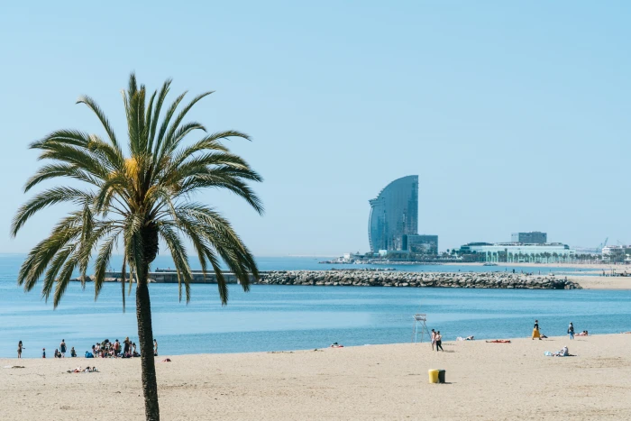 spain barcelona beach people no clouds beaches 2k 4k 5k 8k