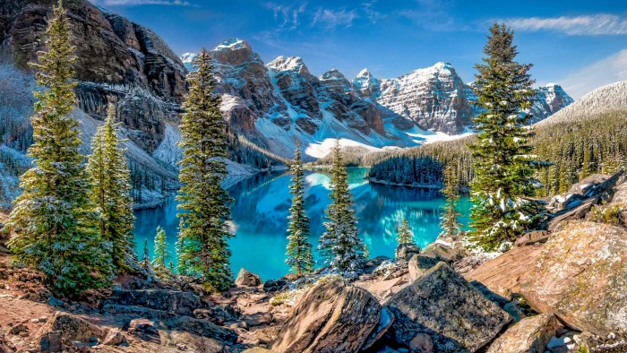 water north america ten peaks moraine lake banff national park 2k 4k