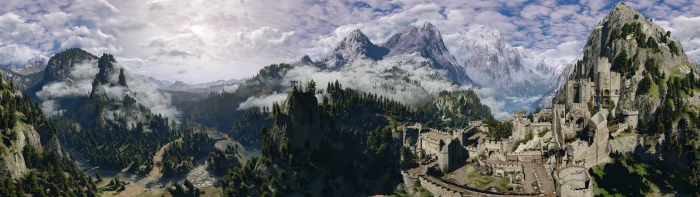 gray concrete houses trees nature beauty panorama fortress 2k 4k 5k 8k