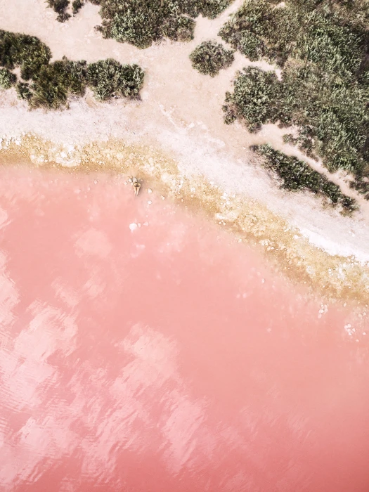 pink green and white abstract painting beach sand rocks 2k 4k